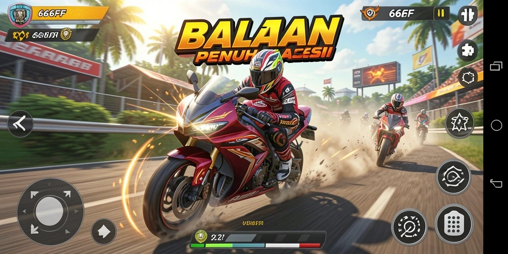 Gameplay mendebarkan dengan berbagai motor balap yang unik.
