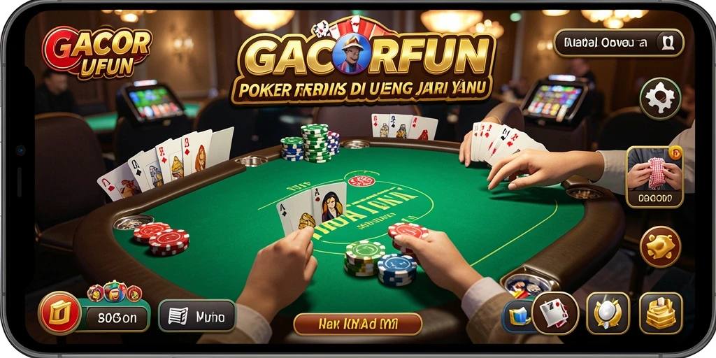 Tampilan gameplay GACORFUN yang menegangkan saat bermain Poker.