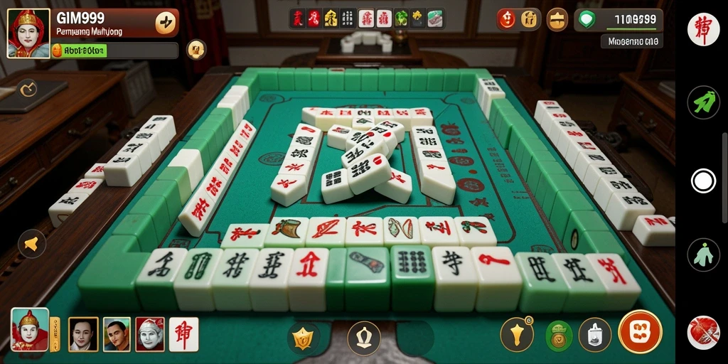 Screenshot GIM999 menampilkan aksi permainan Mahjong yang seru.