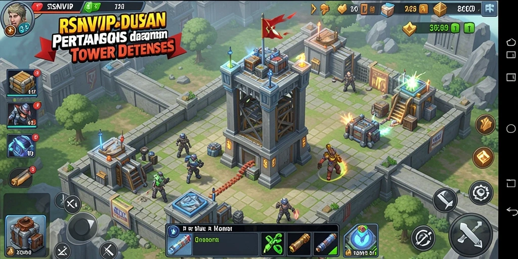 Screenshot utama RSNVIP menampilkan aksi seru dalam gameplay Tower Defense.