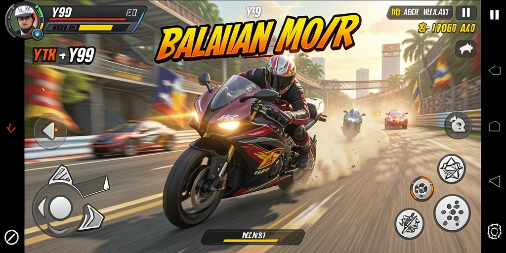 Tampilan gameplay menarik dalam balapan motor Y89.
